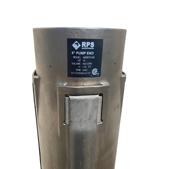 RPS 25HP 480V 400RPS250, Up to 225FT Head, 249 to 528GPM, Stainless Steel Submersible Pump End + Motor